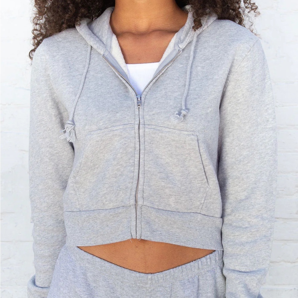 Brandy Melville crystal Gray Zip Up Hoodie